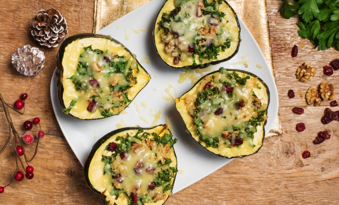 Quinoa and Kale Stuffed Acorn Squash