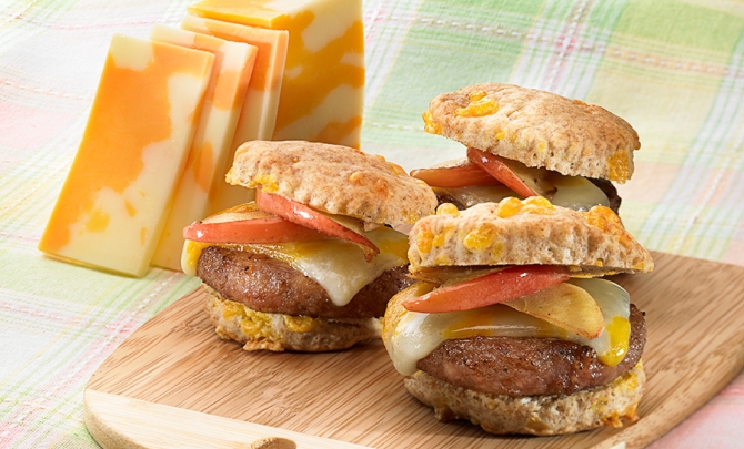 Biscuits with Sausage, Apples and Cheddar