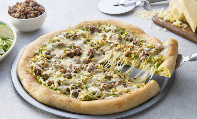 Sausage, Brussel Sprout and Truffle Pizza