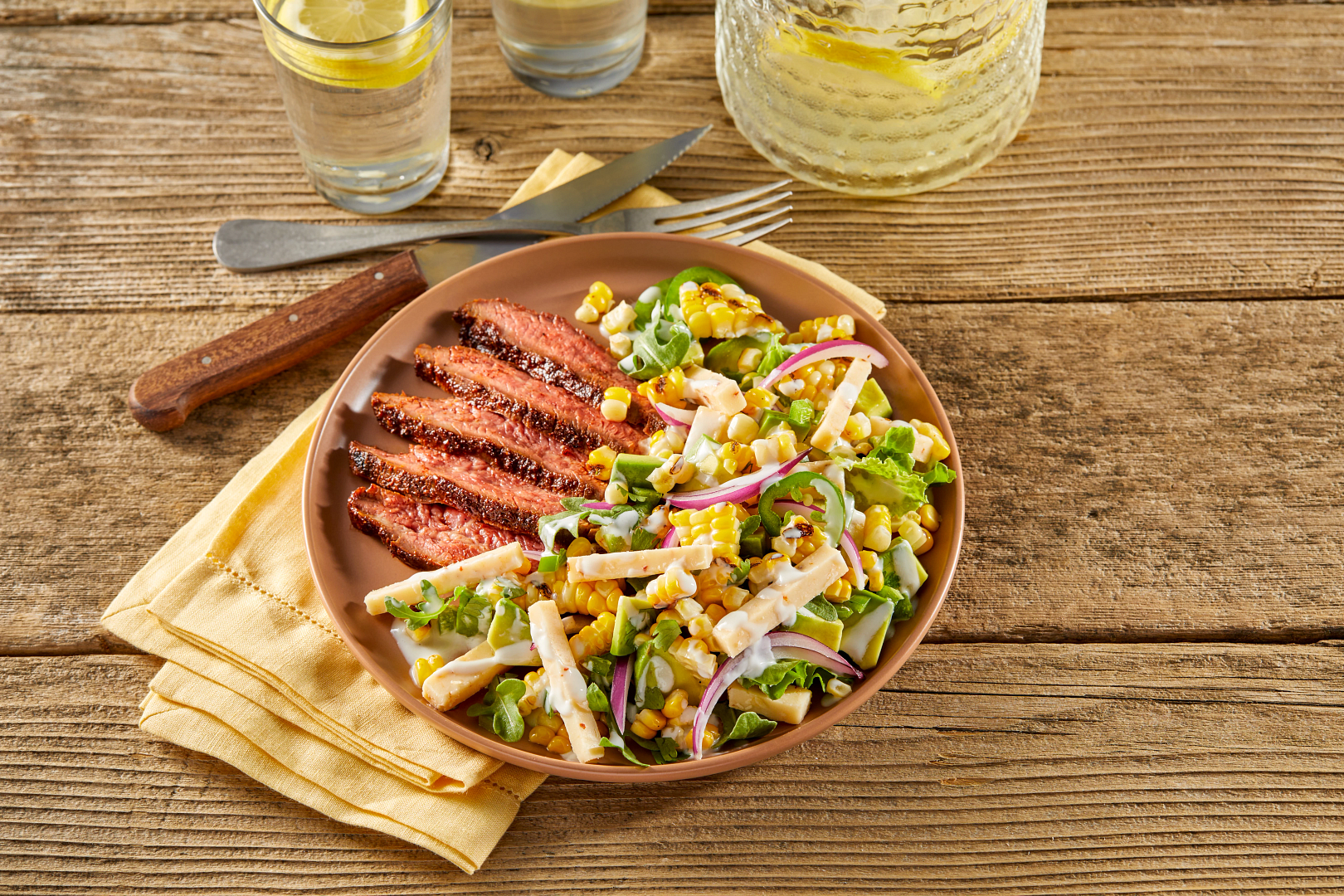 Sweet & Spicy Chili Steak Salad with Hot Pepper Monterey Jack