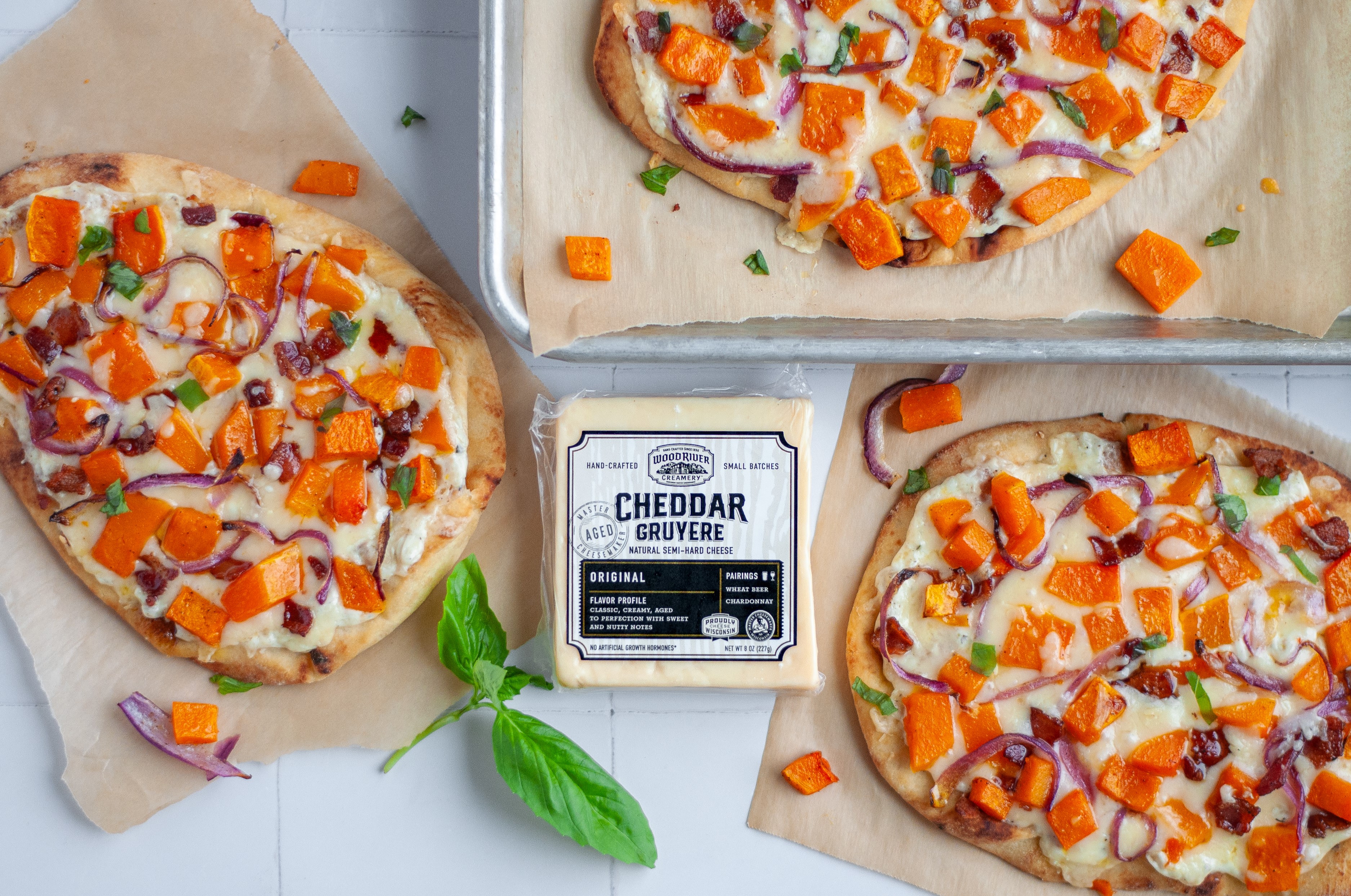 Autumn Naan Flatbreads with Original Cheddar Gruyere
